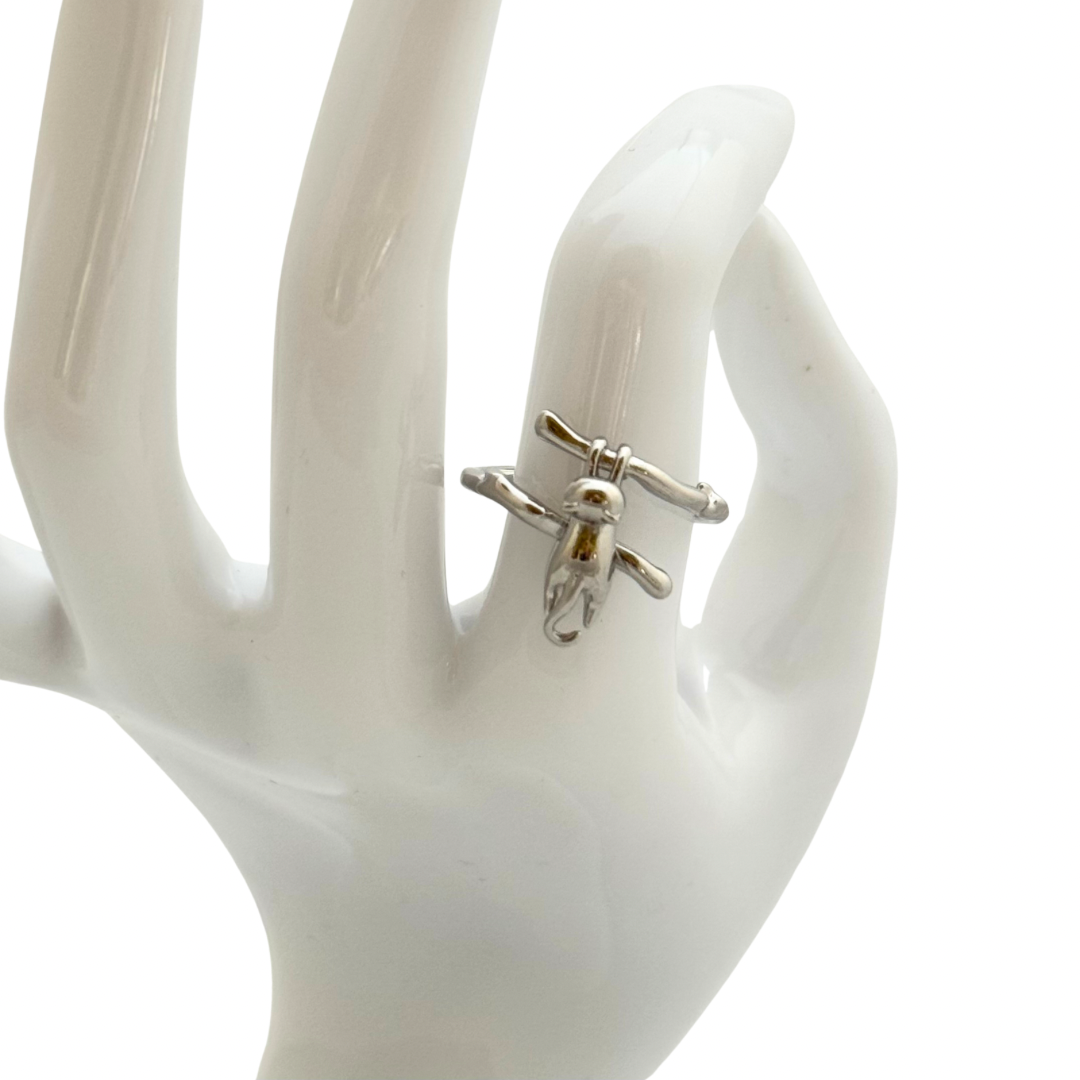 Hang In There Cat | Sterling Silver Adjustable Ring