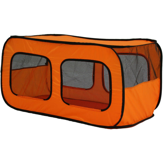 Pet Life ® 'Dual Window' Rectangular Mesh Wire-Folding Collapsible Travel Lightweight Multiple Pet Dog Crate Tent