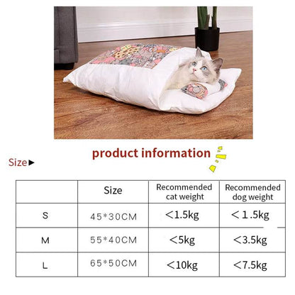 Removable Dog Cat Bed Cat Sleeping Bag Sofas Mat Winter Warm Cat House Small Pet Bed Puppy Kennel Nest Cushion Pet Sofa Products