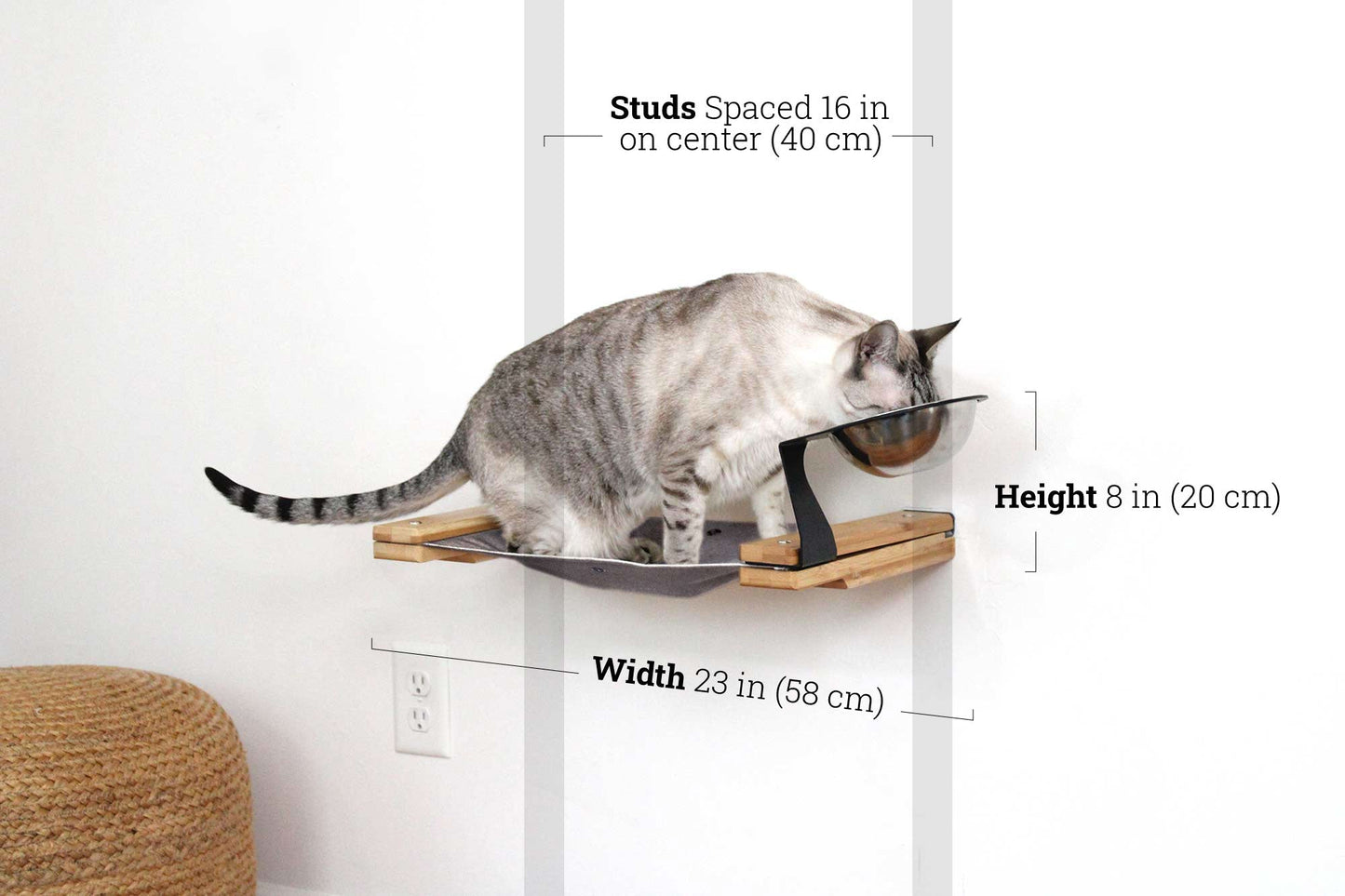 Dog Proof Cat Feeder - Wall-Mounted - Raised
