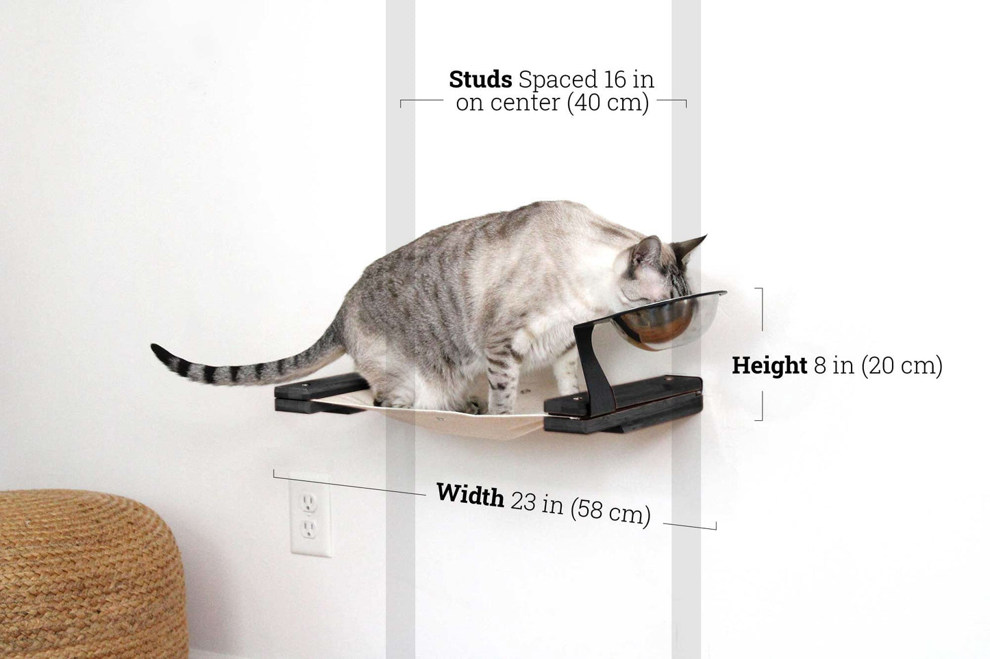 Dog Proof Cat Feeder - Wall-Mounted - Raised