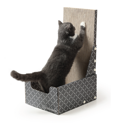 26" L Shaped Cat Scratcher Box and Cat Bed with Double-Sided Cardboard Cat Scratch Pad