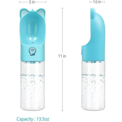 Portable Dog Water Bottle with Carbon Filter - 13.5oz Leak-Proof Pet Travel Water Dispenser | Lightweight Walking & Hiking Bottle