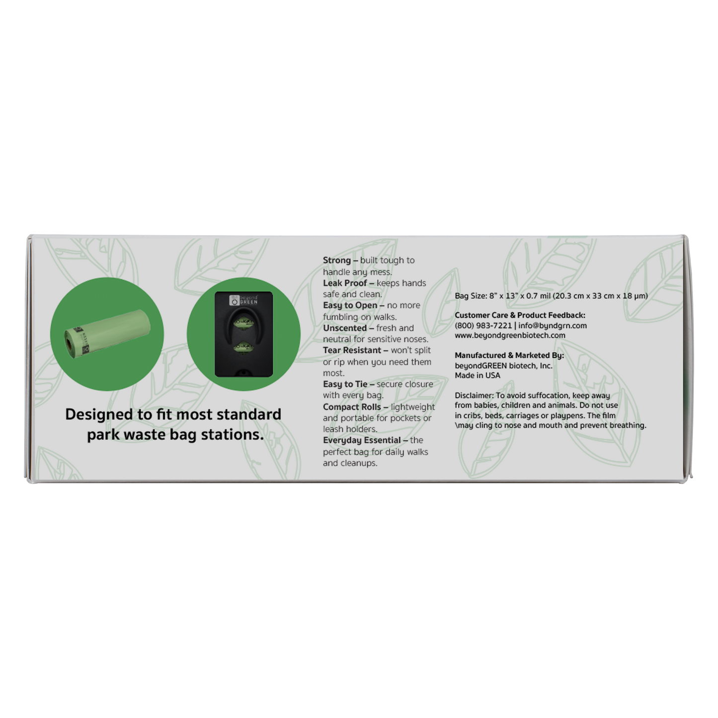 beyondGREEN Dog Waste Bags – Grab & Go Bulk Pack – 200 Bags on Roll with Core - Made in USA, Leak-Resistant, Folded Rolls