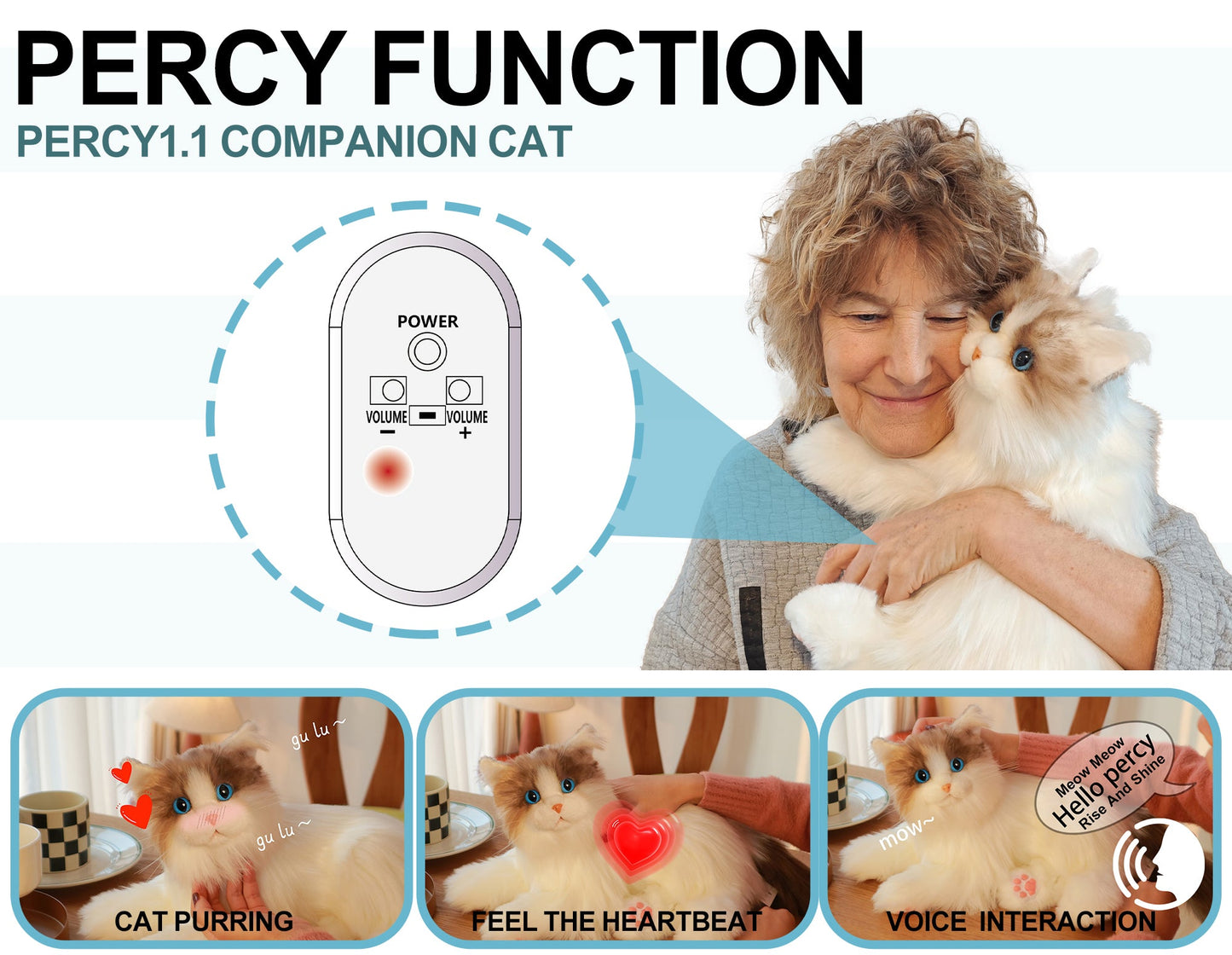 Percy Robot Cat – Voice,Purring & Heartbeat for Comfort