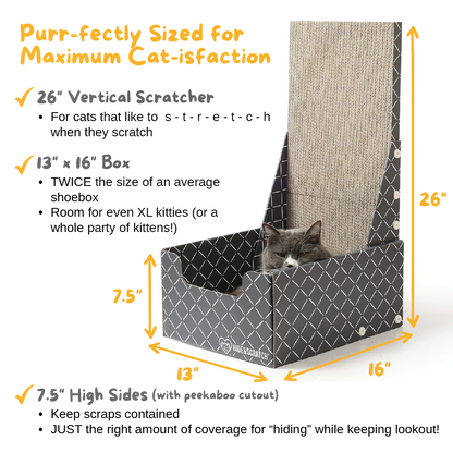 26" L Shaped Cat Scratcher Box and Cat Bed with Double-Sided Cardboard Cat Scratch Pad