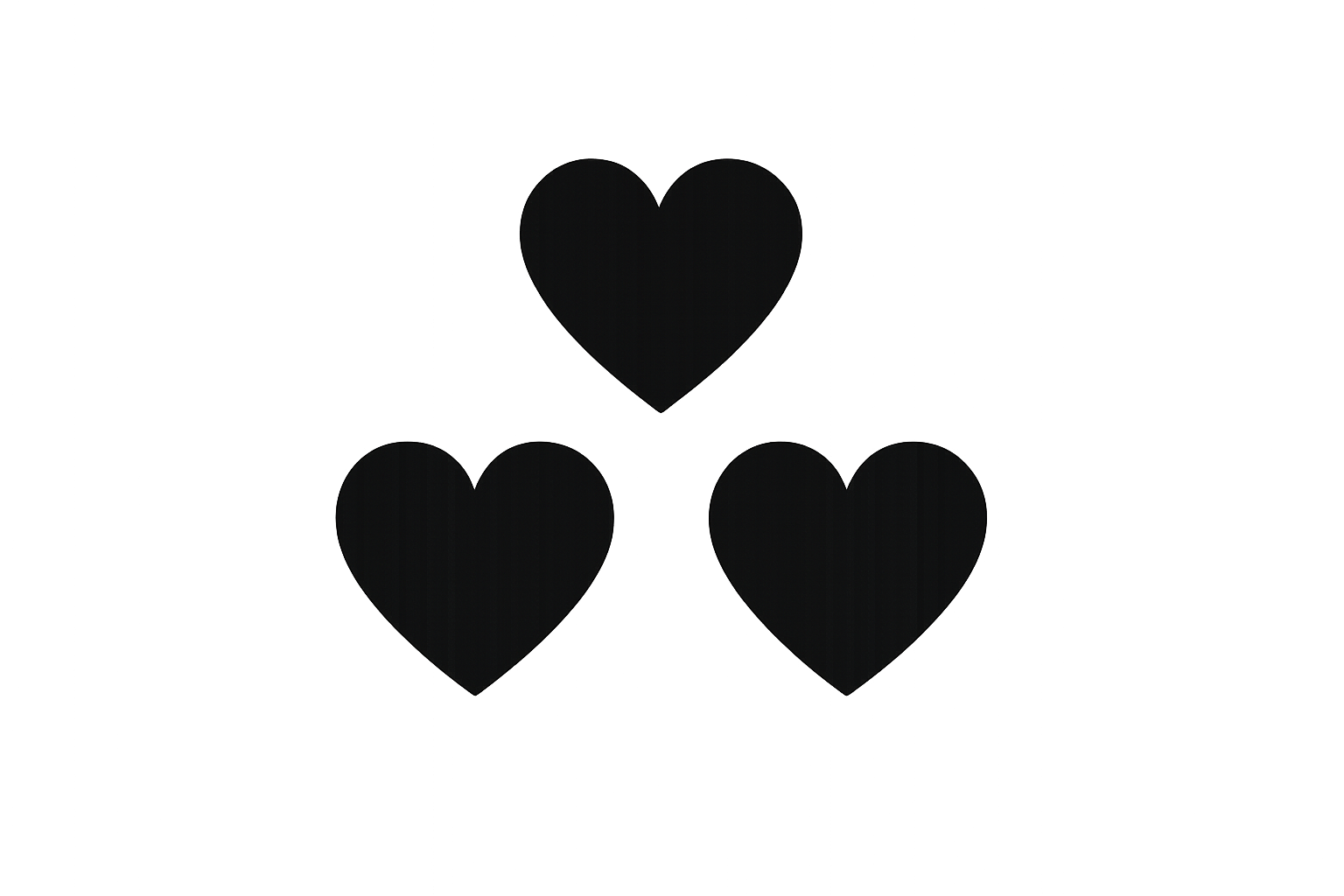 3 hearts icon black