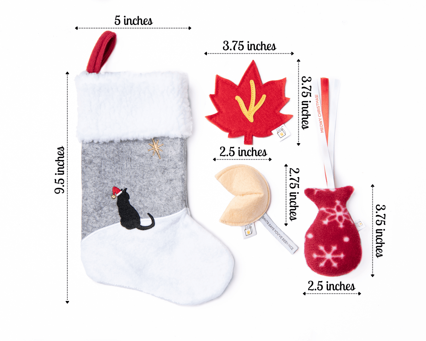 Cat Christmas Stocking with Toys