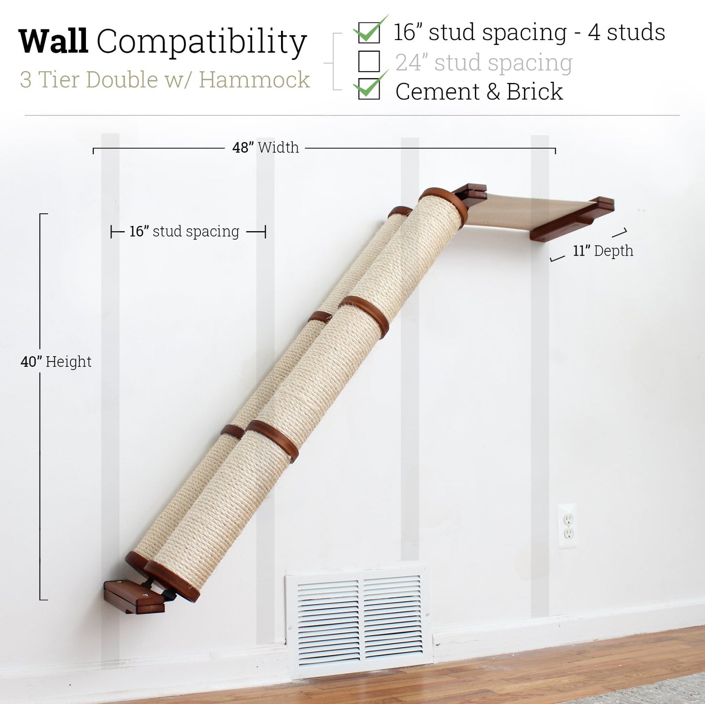 Slanted Cat Scratcher for Wall