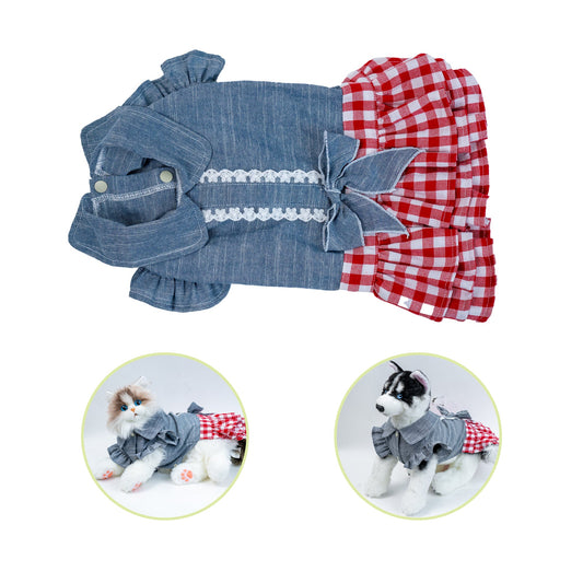 Checkerboard Skirt Red White  for Cat Dog & Pet