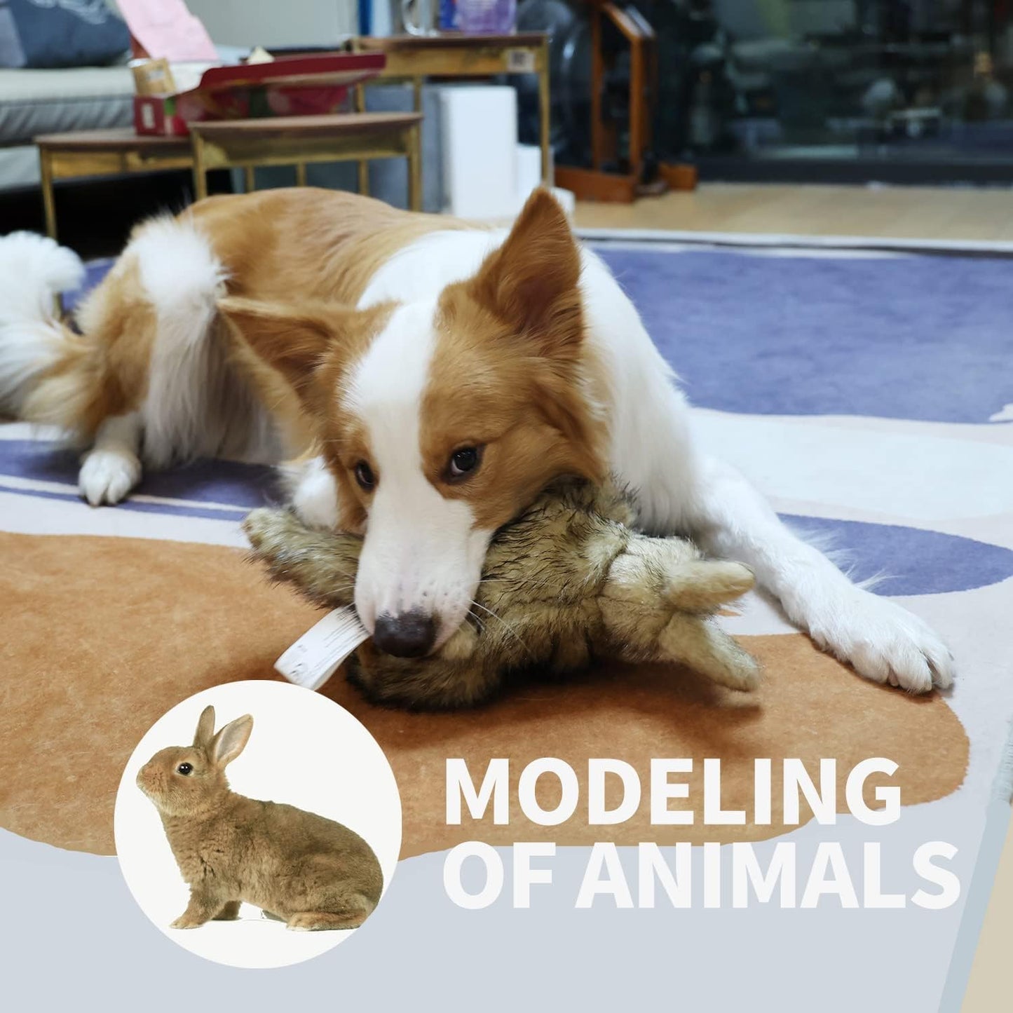 Classic - Dog Toys - Squeaky Dog Brown Rabbit Toys for Dogs - L