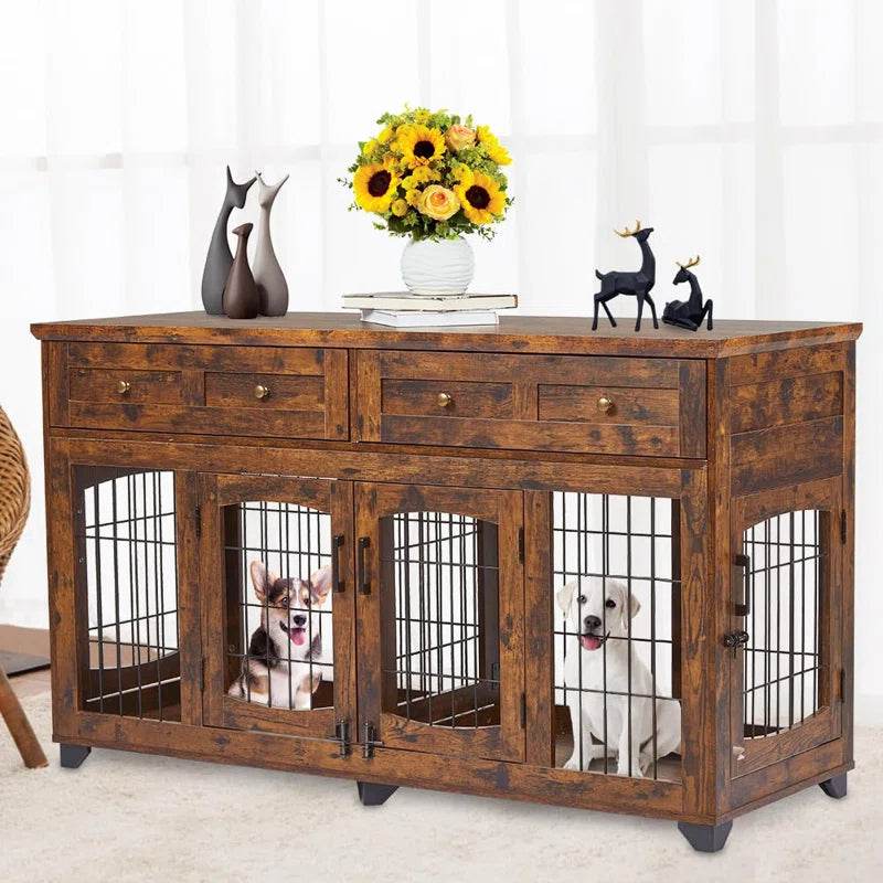 Dog Crate Furniture with Openable Partition