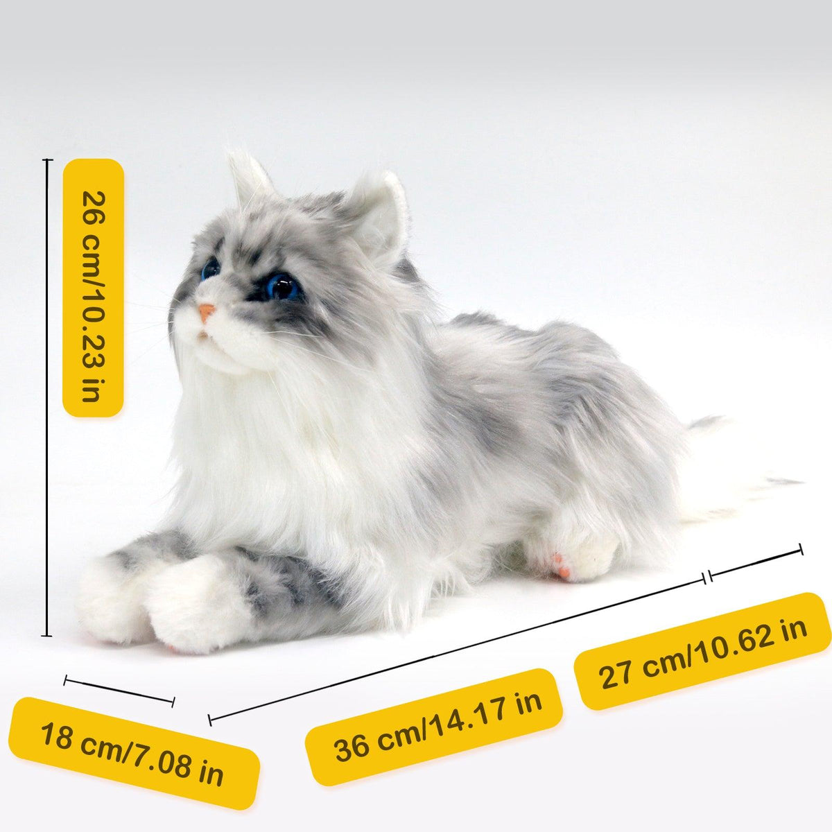 Plush Grey Hair Cat with Blue Eyes Order to Make