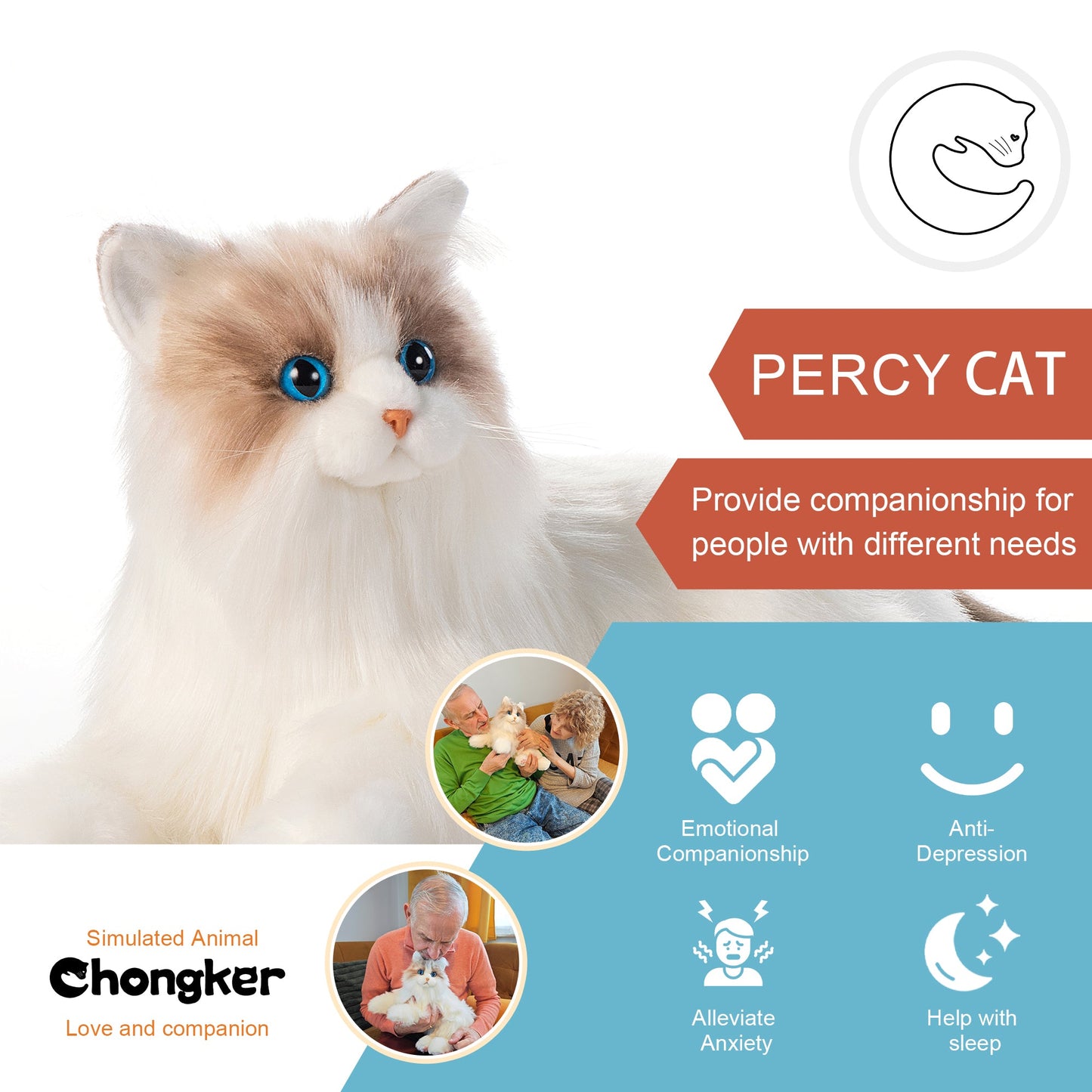Percy Robot Cat – Voice,Purring & Heartbeat for Comfort
