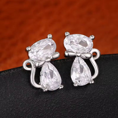 Sophisticated Cat with Bow Tie Earrings