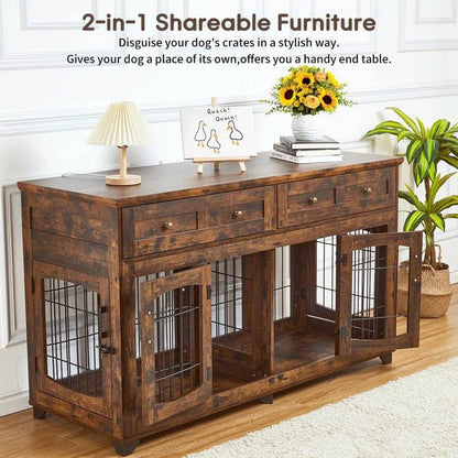 Dog Crate Furniture with Openable Partition