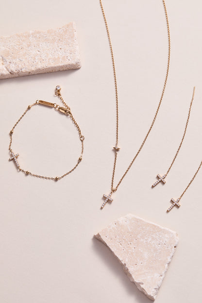 Cross Delicate Pave Crystal Pendant Necklace