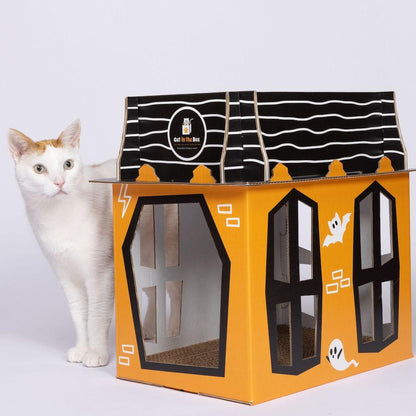 Spooky Cat Haunted House Cardboard Condo