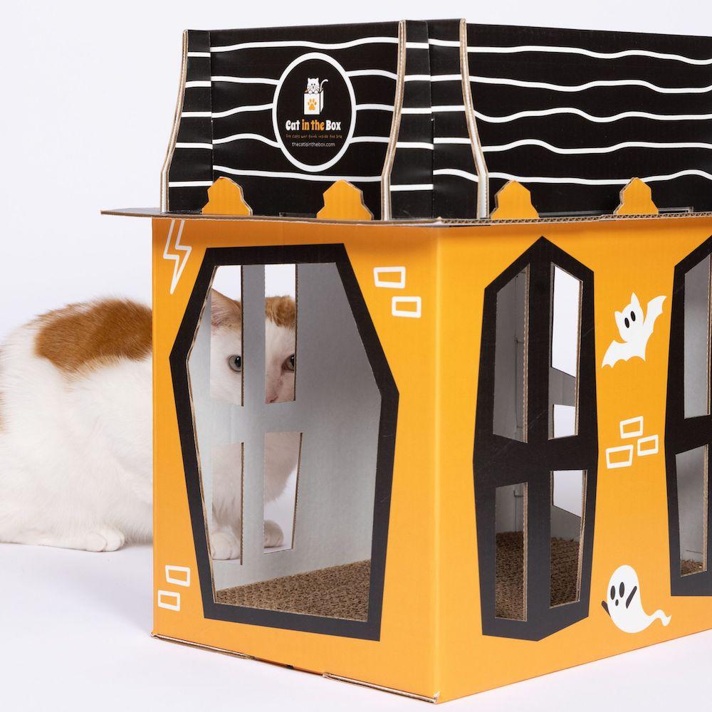 Spooky Cat Haunted House Cardboard Condo