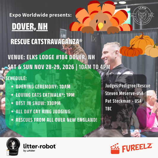 Dover Rescue CATSTRAVAGANZA® Saturday and Sunday, Nov 28-29, 2026(use code LOVECATS10 at checkout for $10 off every ticket!)