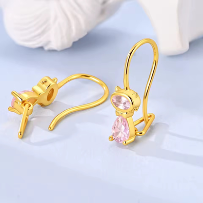 Pink Crystal Panther Vermeil Earrings