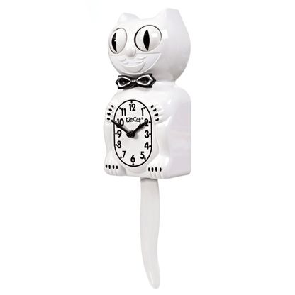 White Gentleman Kit-Cat Klock with Black Bow Tie (15.5" high)