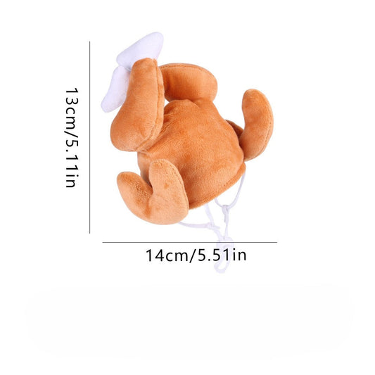 Pet Roast Turkey Hat with Plush Fabric & Elastic Strap