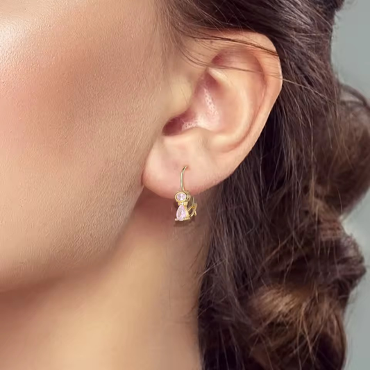 Pink Crystal Panther Vermeil Earrings