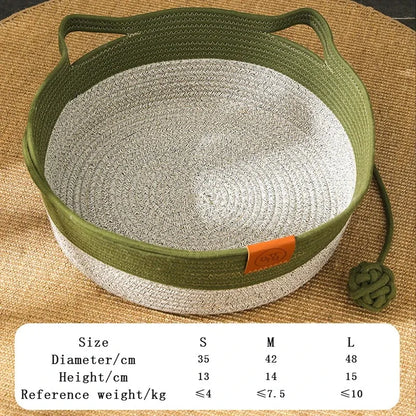 Handwoven Rattan Cat Bed – Cozy, Scratch-Resistant & Washable