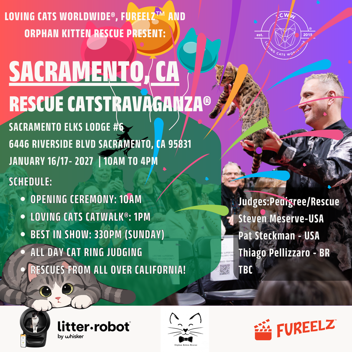 Sacramento Rescue CATSTRAVAGANZA® Saturday and Sunday Jan 16 & 17 - 2026 (use code LOVECATS10 at checkout for $10 off every ticket!)