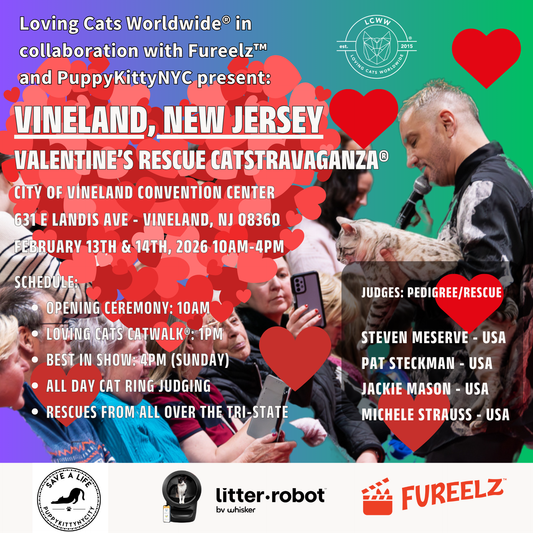 Vineland RESCUE CATSTRAVAGANZA® Saturday & Sunday February 13th & 14th 2027(use code LOVECATS10 at checkout for $10 off every ticket!)
