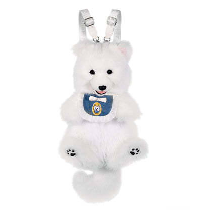 Fluffy Samoyed Backpack - Realistic White Cloud Cozy