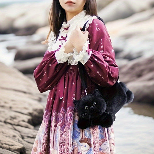 Black Cat Plush Purse – Kawaii Bag for Girls & Teens
