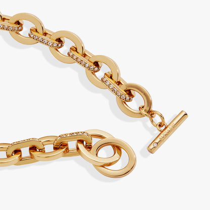 Delicate Oval Link Crystal Chain Toggle Bracelet