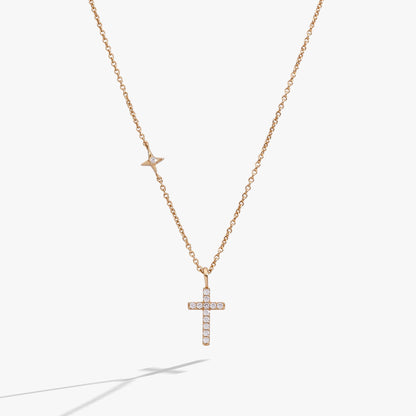 Cross Delicate Pave Crystal Pendant Necklace