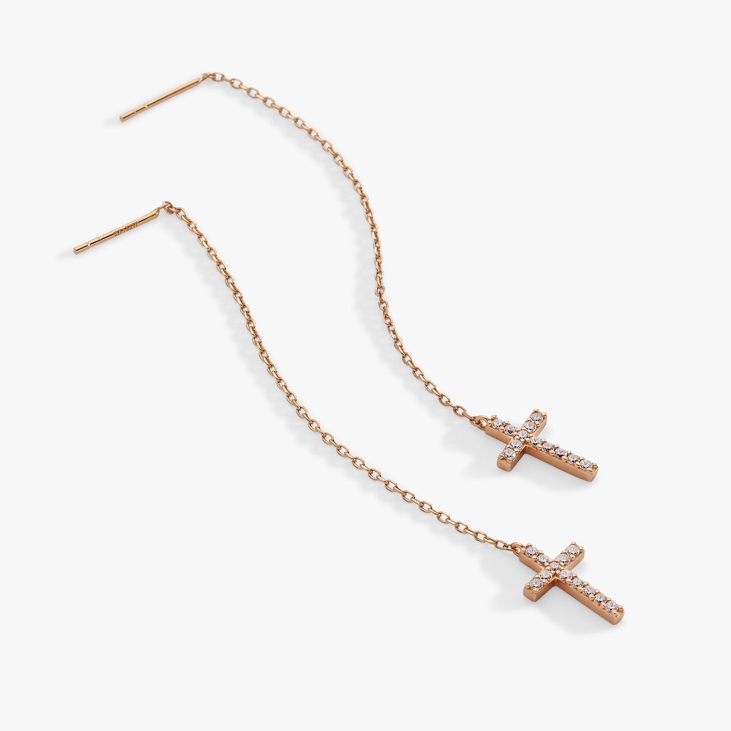 Cross Delicate Pave Crystal Threader Earrings