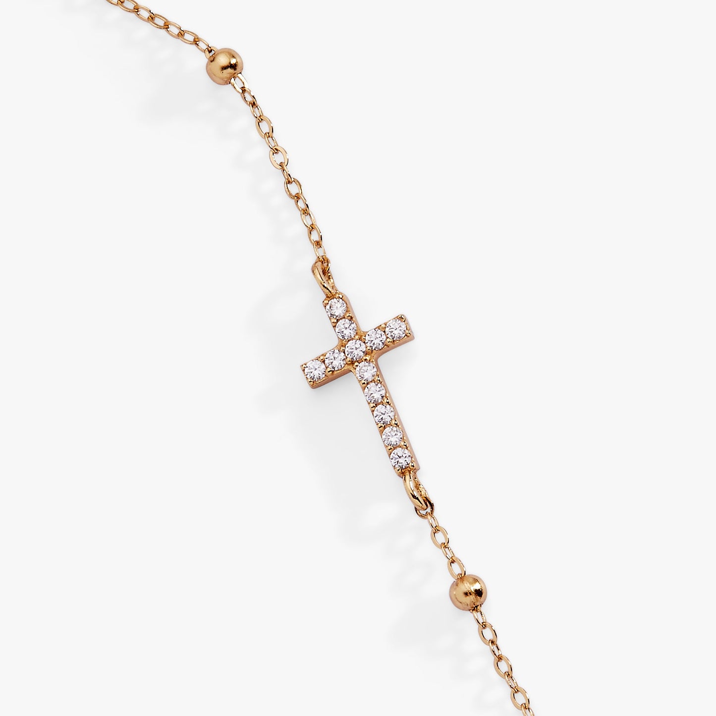 Cross Delicate Pave Crystal Beaded Strand Bracelet