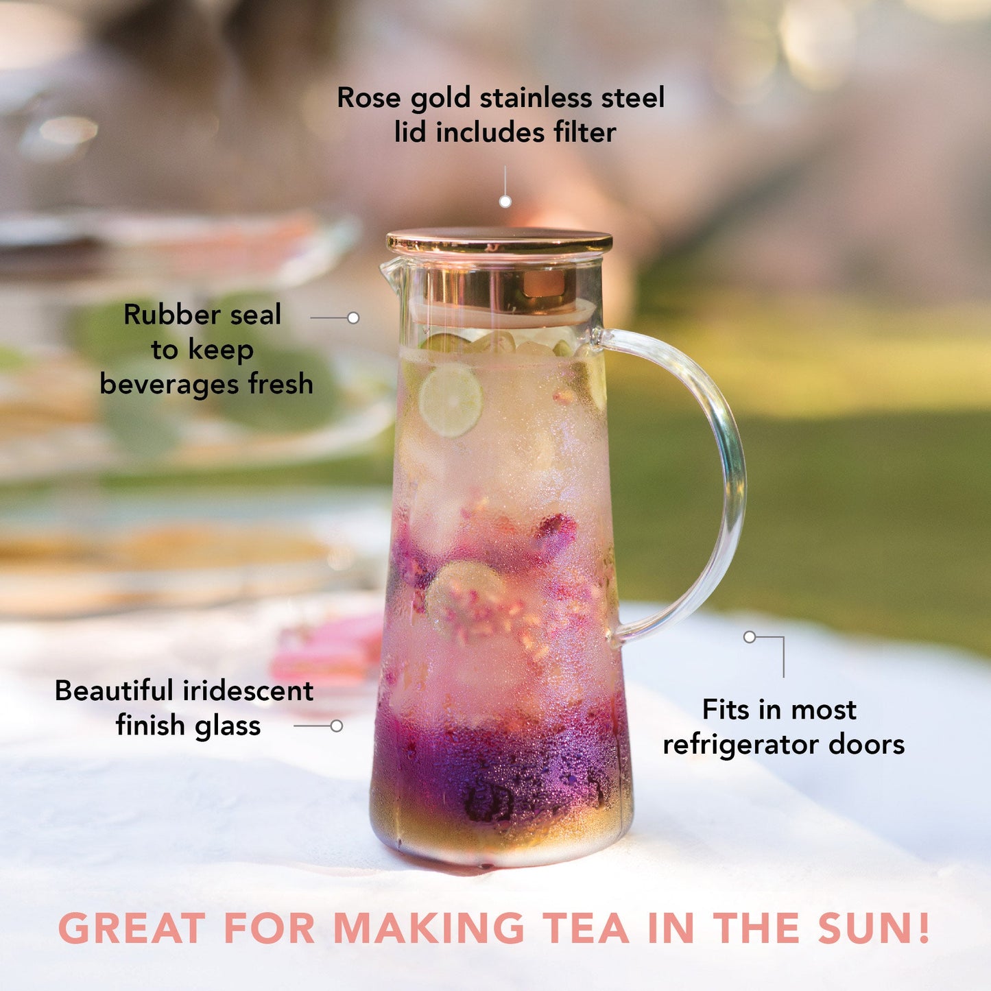 Charlie Iridescent Glass Iced Tea Carafe