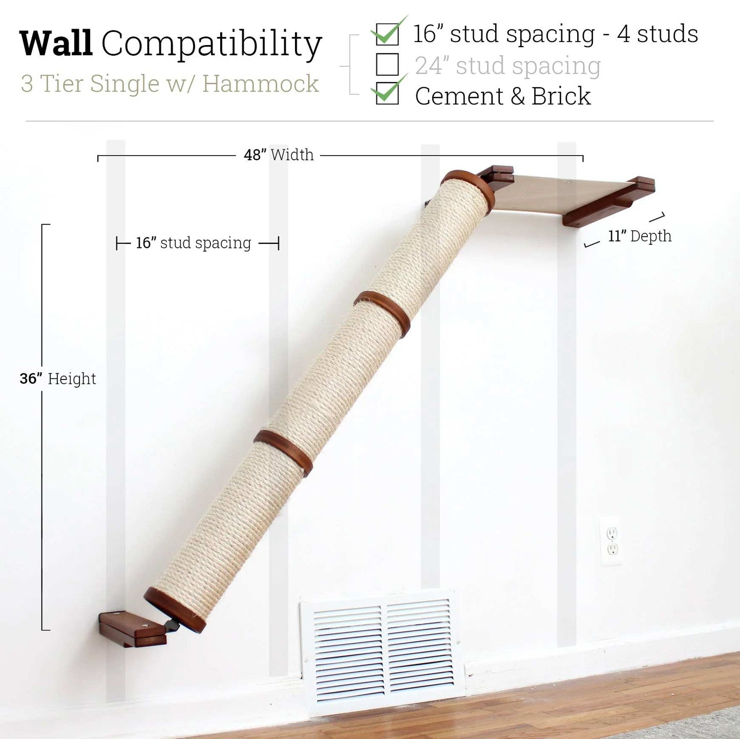 Slanted Cat Scratcher for Wall
