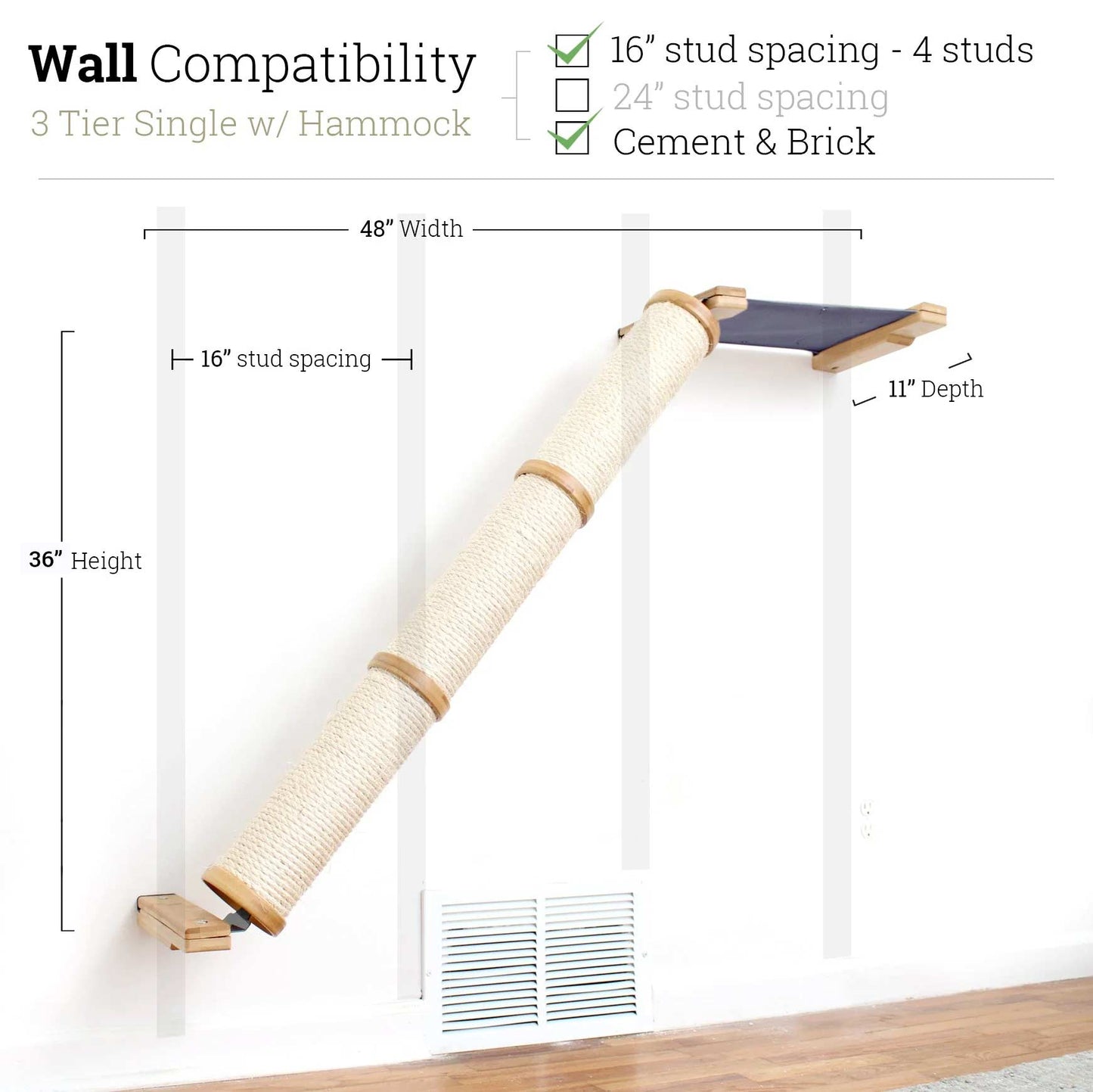Slanted Cat Scratcher for Wall
