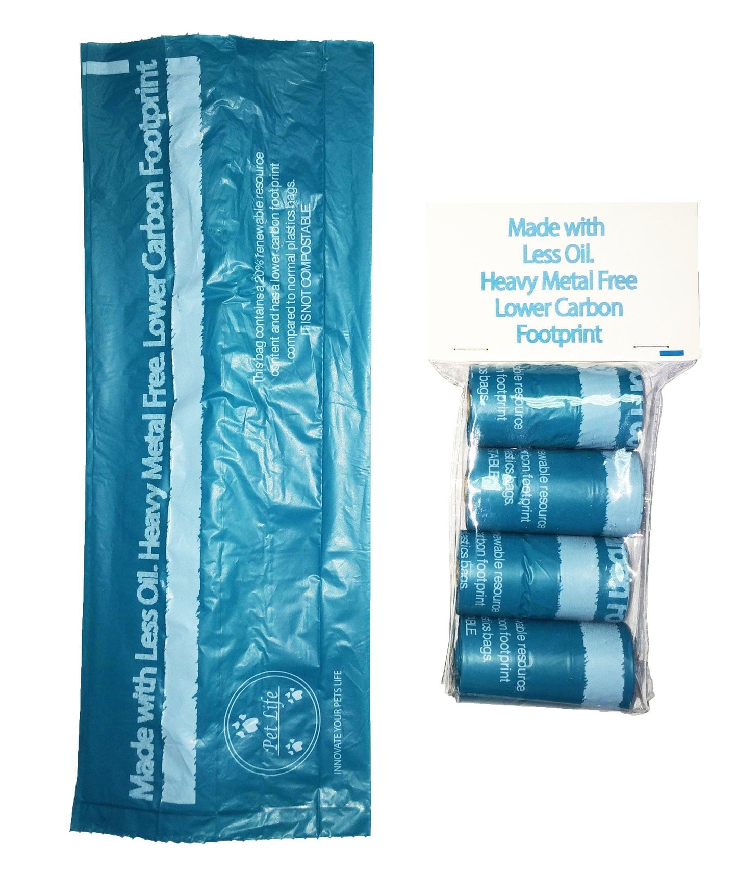 Pet Life ® 'Bio-Hybrid' 100% Recyclable Thermoplastic and Polyethylene Carbon Reduced Eco-Friendly Pet Cat Dog Waste Bags from Renewable Thermoplastic Starch - Dispenser and 2 Pack of Rolls