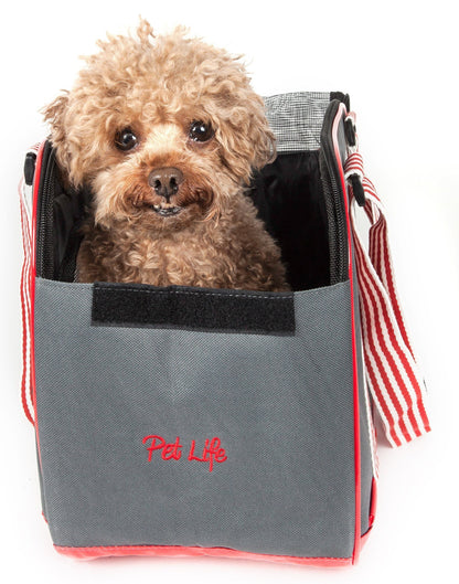 Pet Life ® 'Candy Cane' striped Fashion Designer Travel Pet Dog Carrier