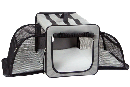 Pet Life ® 'Capacious' Dual-Sided Expandable Spacious Wire Folding Collapsible Lightweight Pet Dog Crate Carrier House