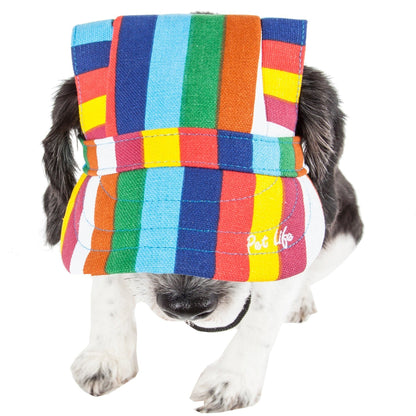 Pet Life ®  'Colorfur' Floral UV Protectant Adjustable Fashion Dog Hat Cap