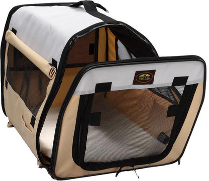Pet Life ® 'Easy Folding' Zippered Folding Collapsible Wire Framed Lightweight Pet Dog Crate Carrier