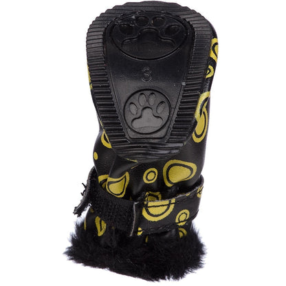 Pet Life ® Fur-Comfort 3M Insulated Fashion Fur and PVC Waterproof Winter Dog Boots - Set of 4