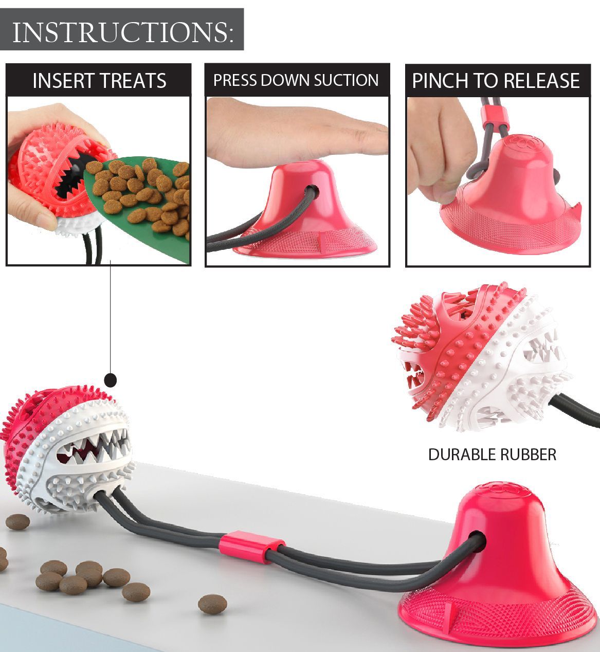 Pet Life ® 'Grip N' Play' Treat Dispensing Ball Shaped Suction Cup Dog Toy