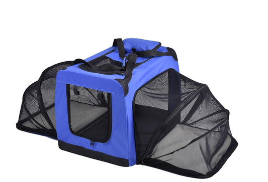 Pet Life ®  'Hounda Accordion' Metal Framed Soft-Folding Collapsible Dual-Sided Expandable Pet Dog Crate