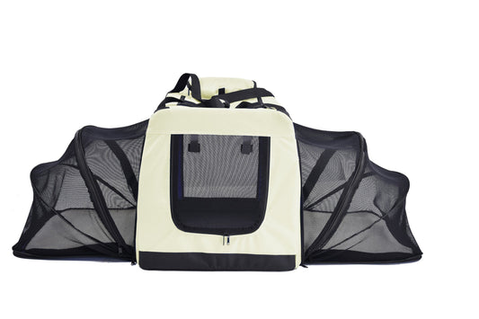 Pet Life ®  'Hounda Accordion' Metal Framed Soft-Folding Collapsible Dual-Sided Expandable Pet Dog Crate