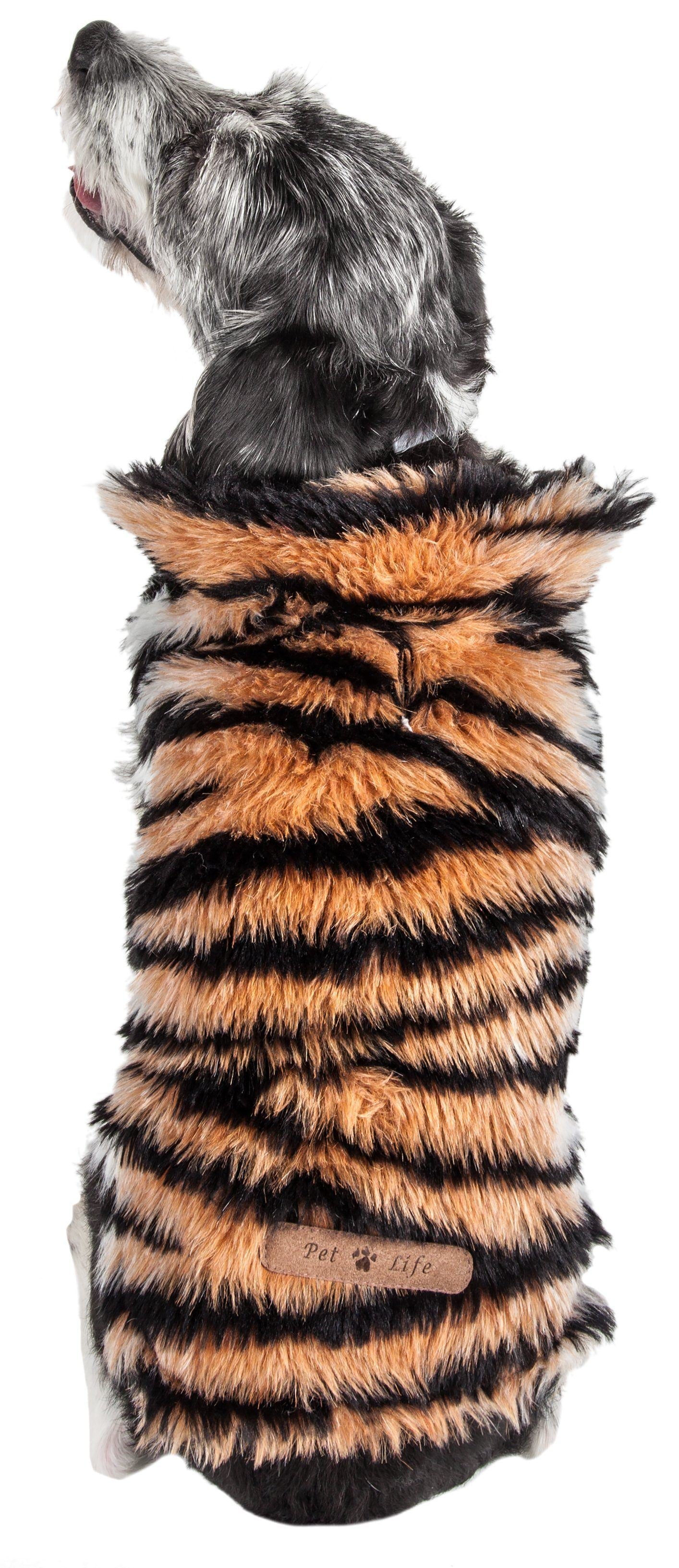 Pet Life ®  Luxe 'Tigerbone' Tiger-Patterned Mink Fashion Fur Dog Jacket